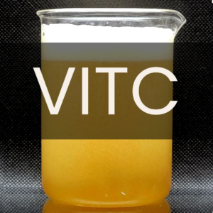 Image of a 500mL beaker holding yellow beer with white foam. The word VIT C is overlapped on top.